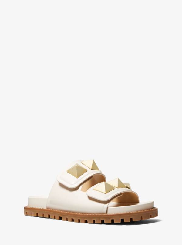 Damske Slapky Michael Kors Stark Studded Leather Krém - Topanky Michael Kors Levně | VXUIE-2609